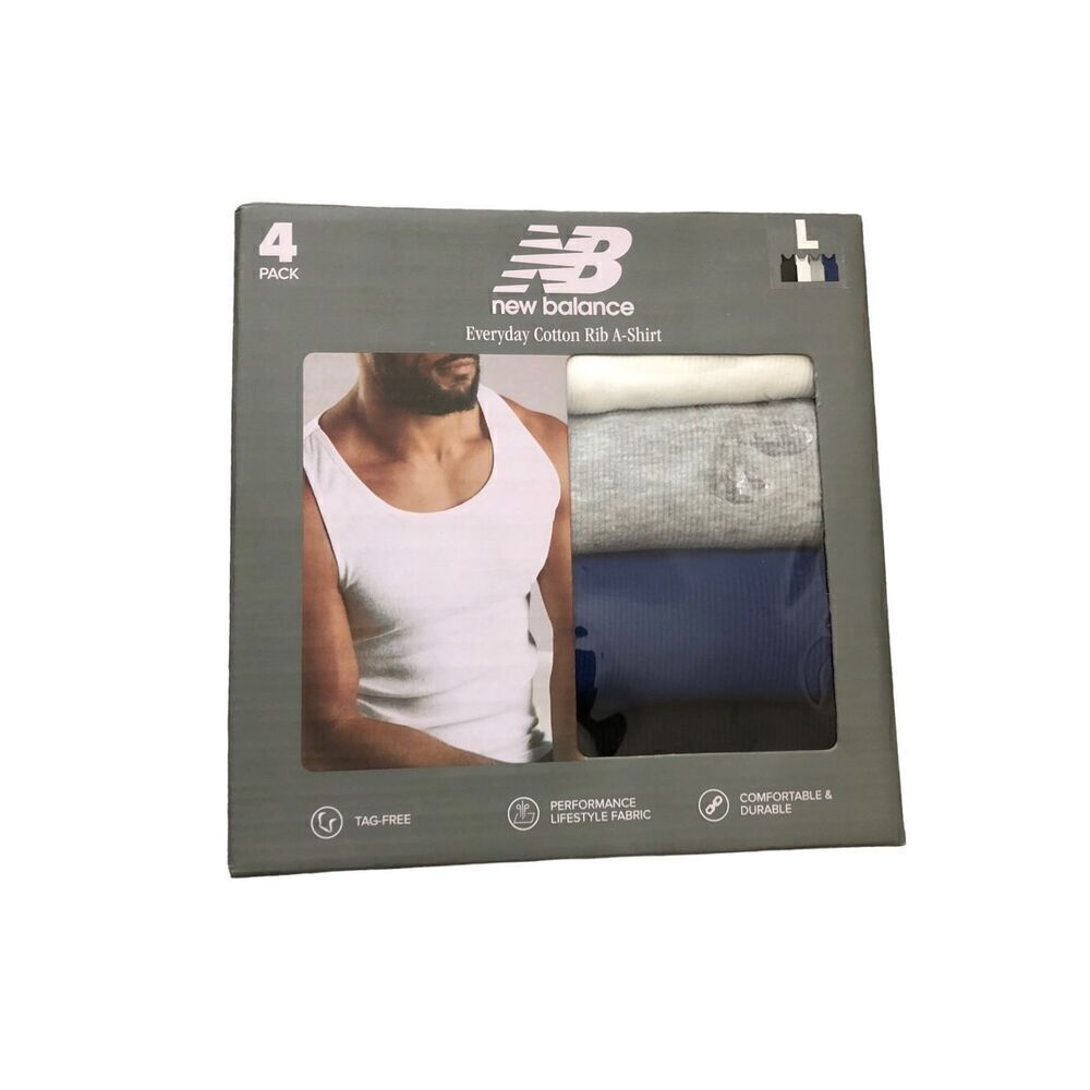 New Balance A Shirt Men’s Undershirt 4-Pack ribbed tank top Size Large